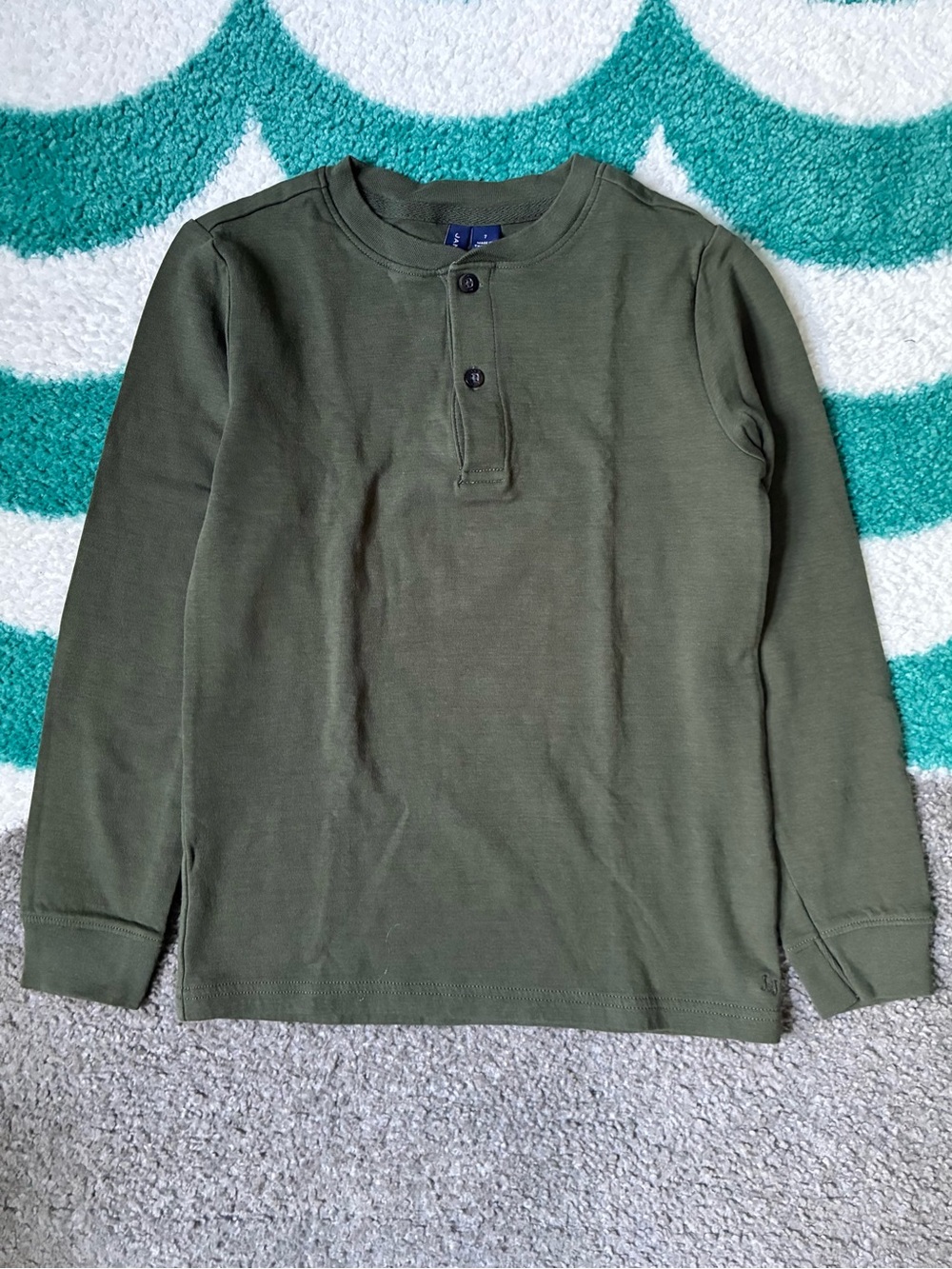 Janie and Jack Longsleeve Henley Tee (Olive Green) Size 7